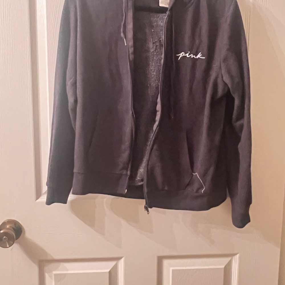 PINK Victoria's Secret Black Hoodie with White Label